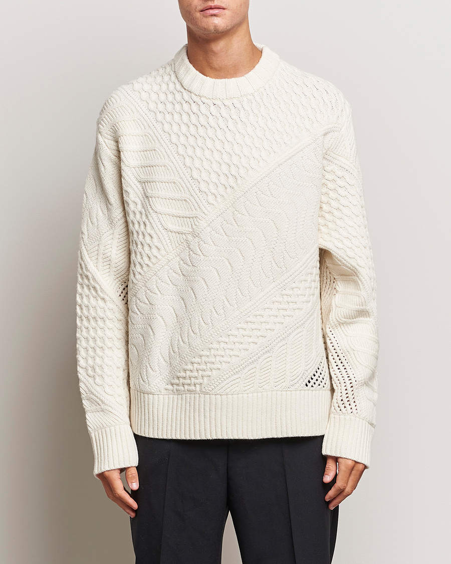 Herr |  | J.Lindeberg | Savio Cable Knit Mock Neck Cloud White