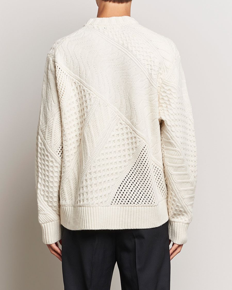 Herr | Tröjor | J.Lindeberg | Savio Cable Knit Mock Neck Cloud White