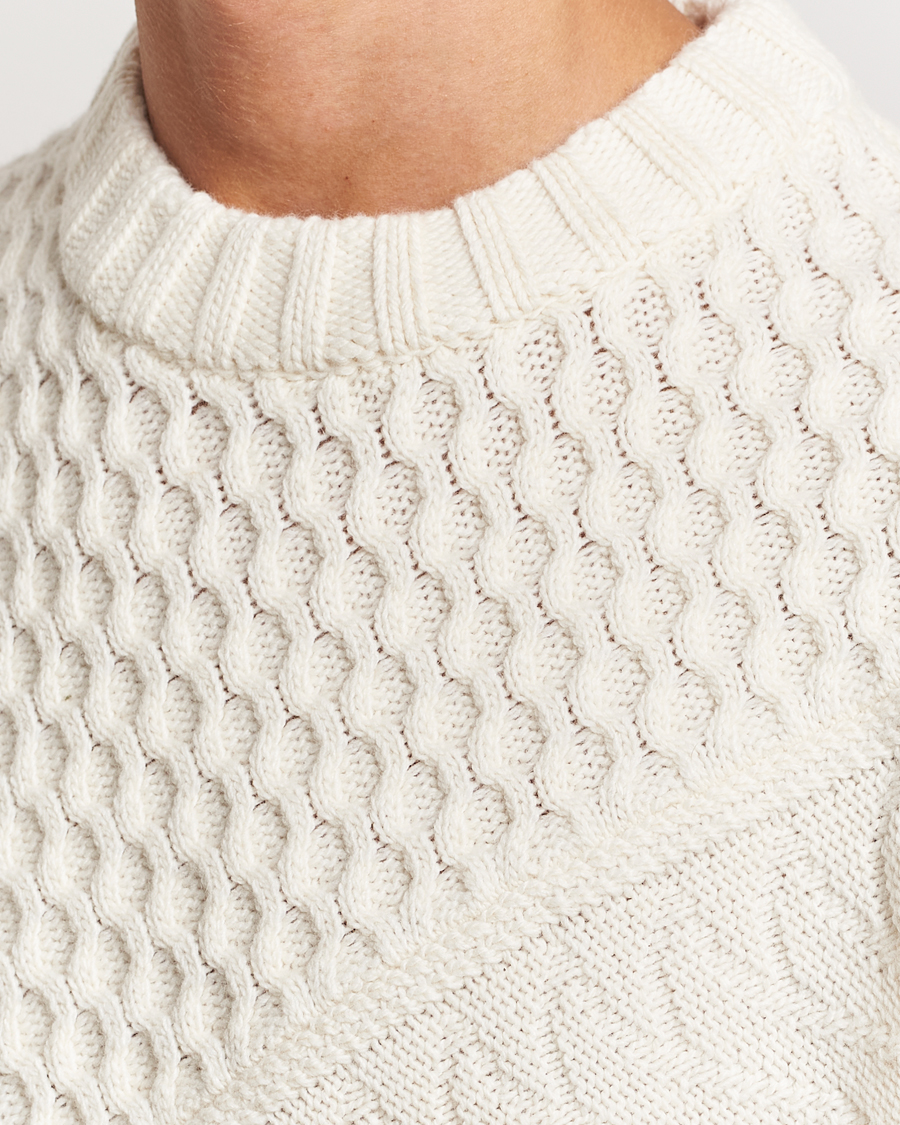 Herr | Tröjor | J.Lindeberg | Savio Cable Knit Mock Neck Cloud White