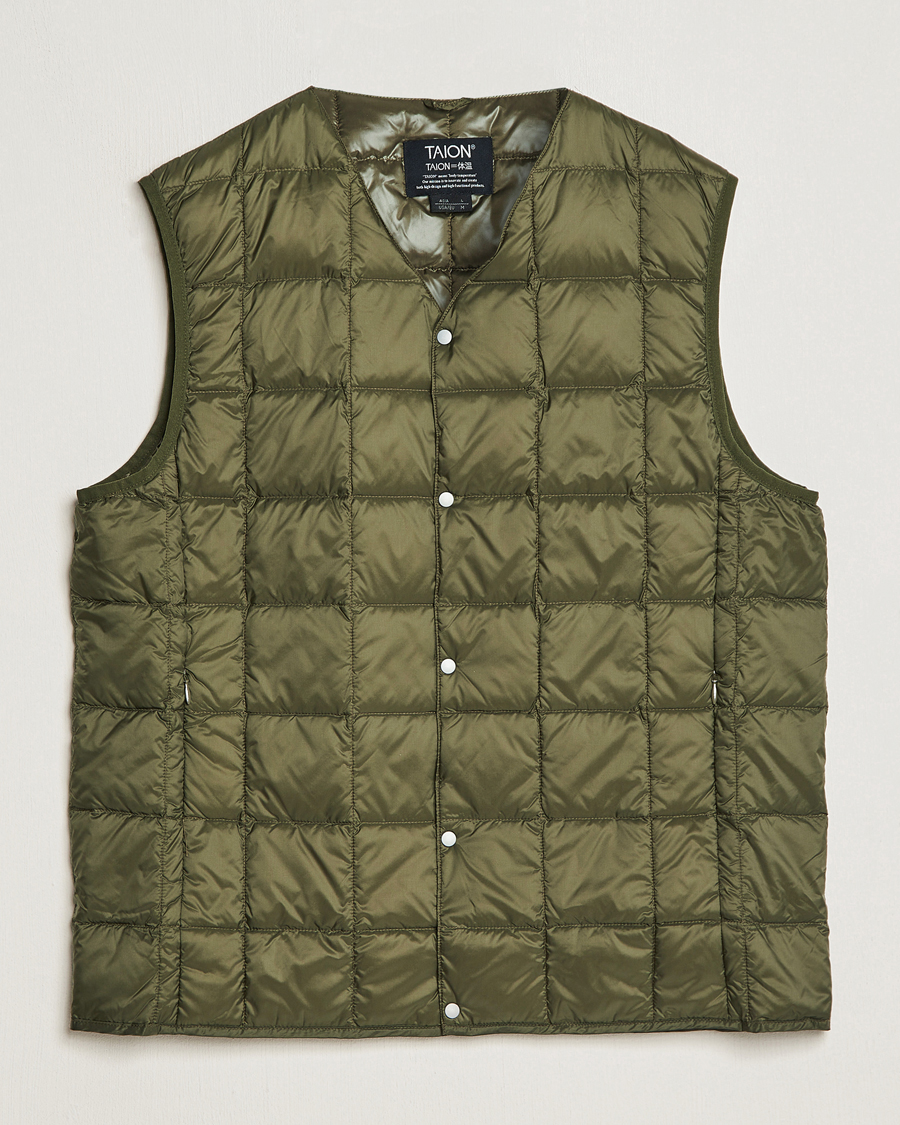 Herr | Jackor | TAION | V-Neck Lightweight Down Vest Dark Olive