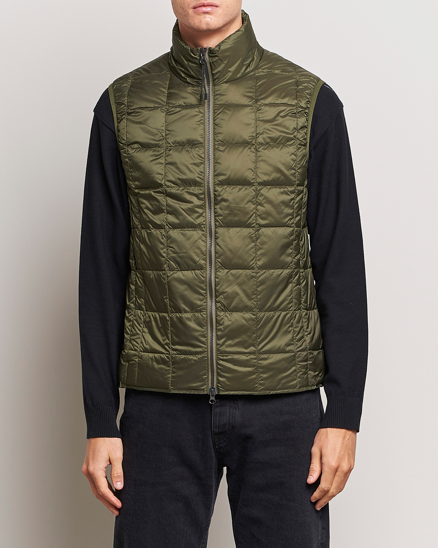 Herr | Japanese Department | TAION | High Neck Full Zip Lightweight Down Vest Dark Olive