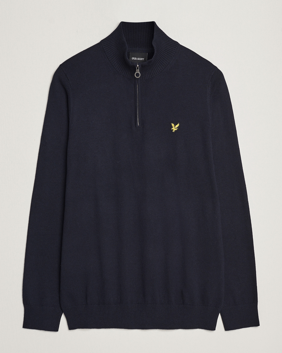 Herr | Tröjor | Lyle & Scott | Cotton/Merino Half Zip Dark Navy