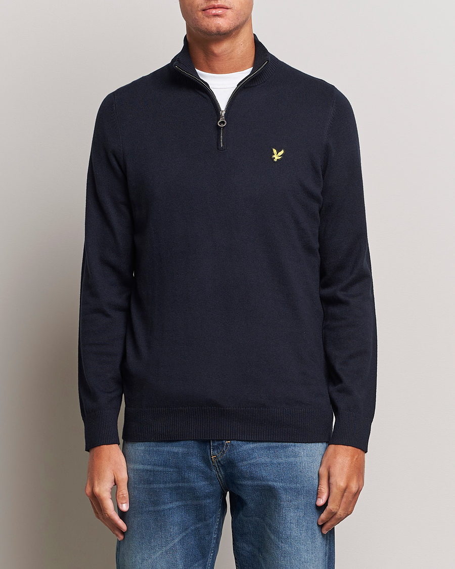 Herr | Tröjor | Lyle & Scott | Cotton/Merino Half Zip Dark Navy