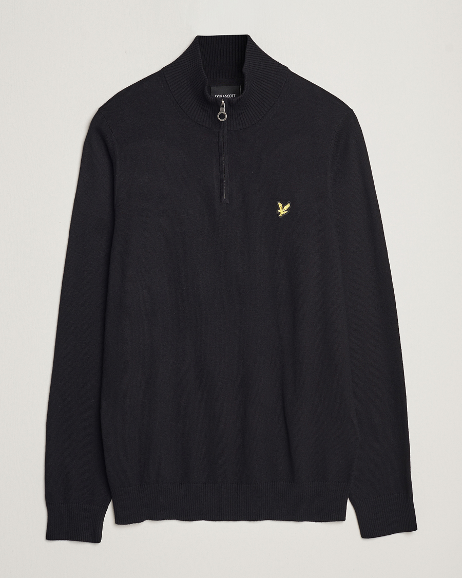 Herr | Tröjor | Lyle & Scott | Cotton/Merino Half Zip Jet Black