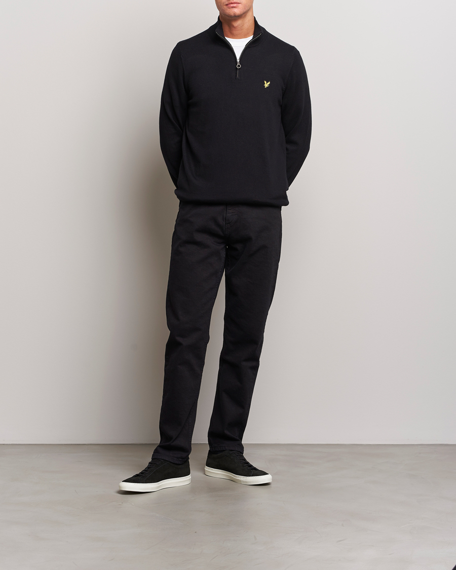 Herr | Tröjor | Lyle & Scott | Cotton/Merino Half Zip Jet Black