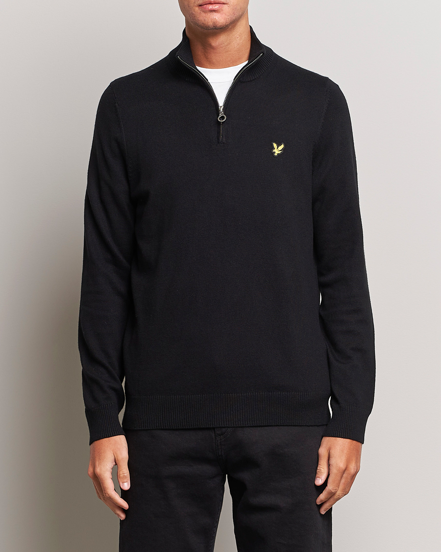 Herr | Tröjor | Lyle & Scott | Cotton/Merino Half Zip Jet Black