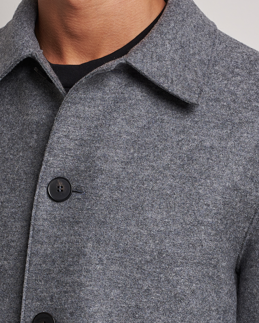 Herr | Jackor | Harris Wharf London | Pressed Wool Mac Coat Grey Moul
