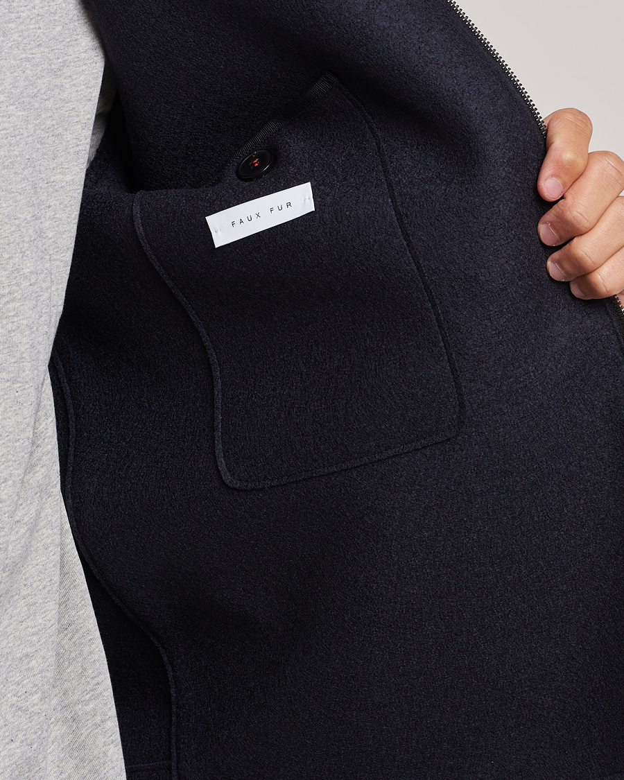 Herr | Jackor | Harris Wharf London | Pressed Wool Boucle Golf Jacket Navy