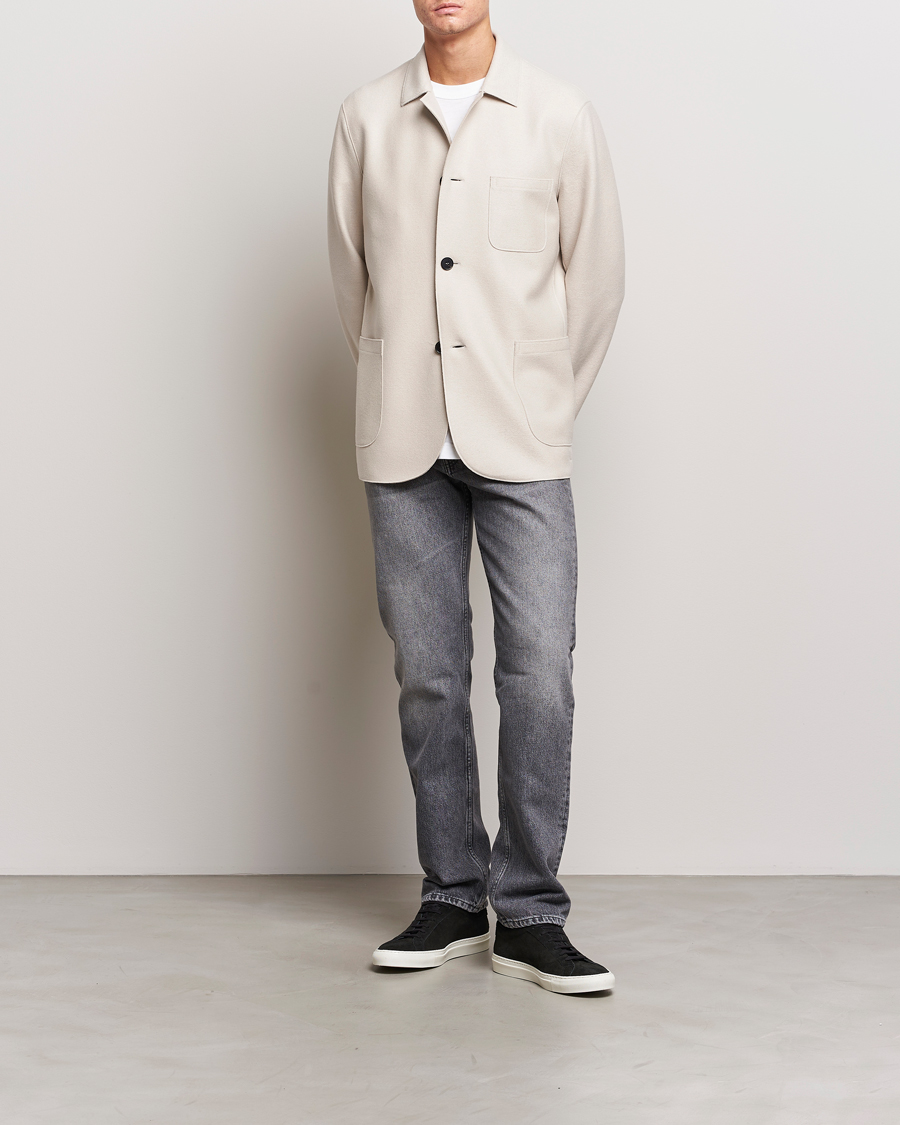 Herr | Kavajer | Harris Wharf London | Dropped Shoulder Wool Jacket Cream