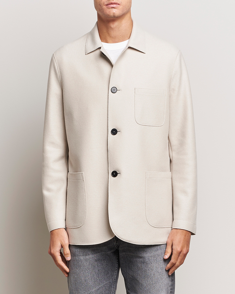 Herr | Kavajer | Harris Wharf London | Dropped Shoulder Wool Jacket Cream
