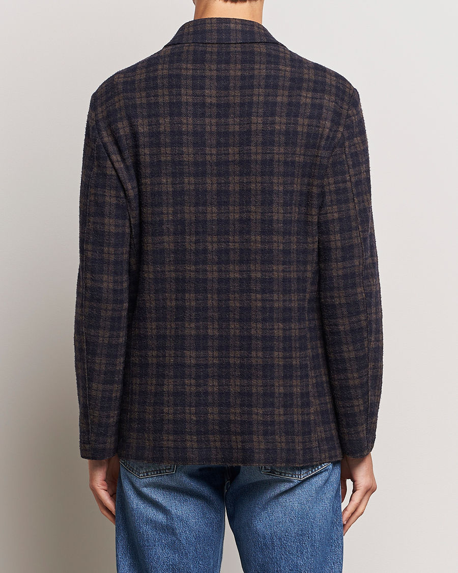 Herr | Kavajer | Harris Wharf London | Dropped Shoulder Checked Jacket Navy/Brown