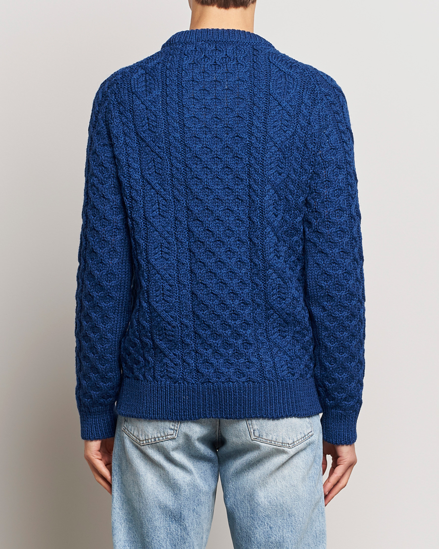 Herr | Tröjor | Peregrine | Hudson Wool Aran Knitted Jumper Cobalt