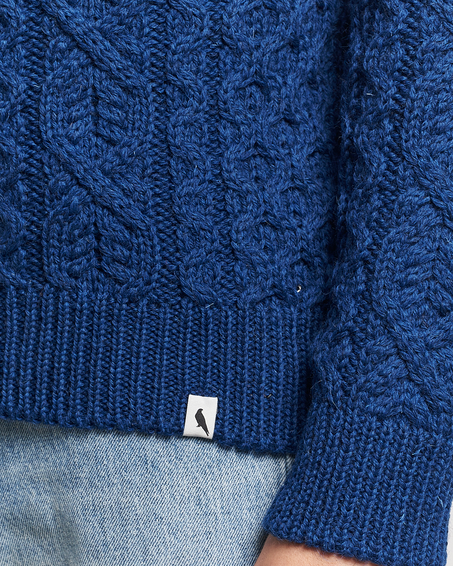 Herr | Tröjor | Peregrine | Hudson Wool Aran Knitted Jumper Cobalt