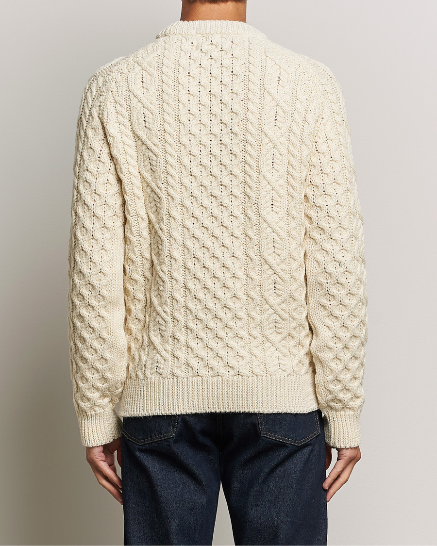 Herr | Tröjor | Peregrine | Hudson Wool Aran Knitted Jumper Ecru