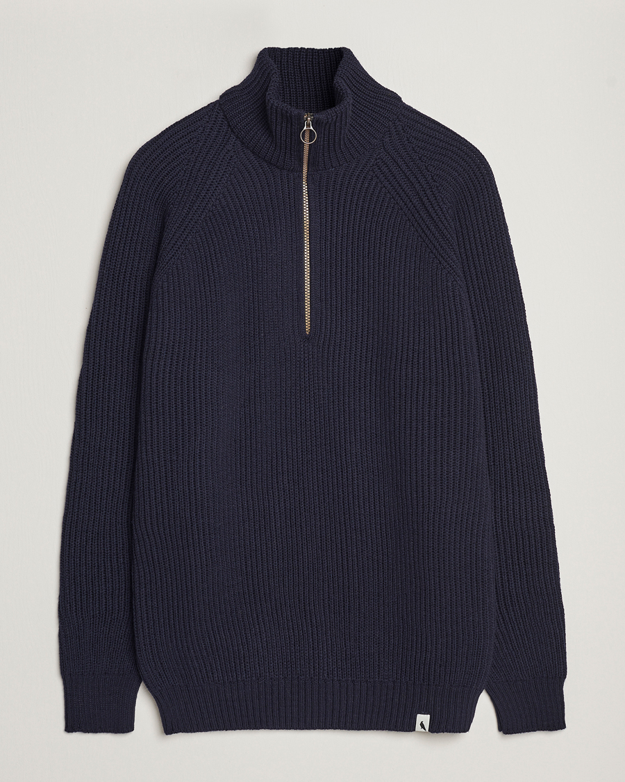 Herr | Tröjor | Peregrine | Ford Knitted Wool Half Zip Navy