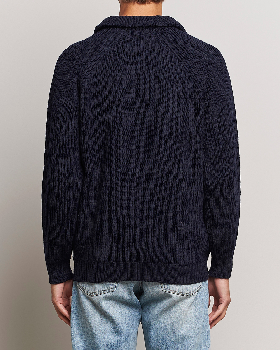 Herr | Tröjor | Peregrine | Ford Knitted Wool Half Zip Navy