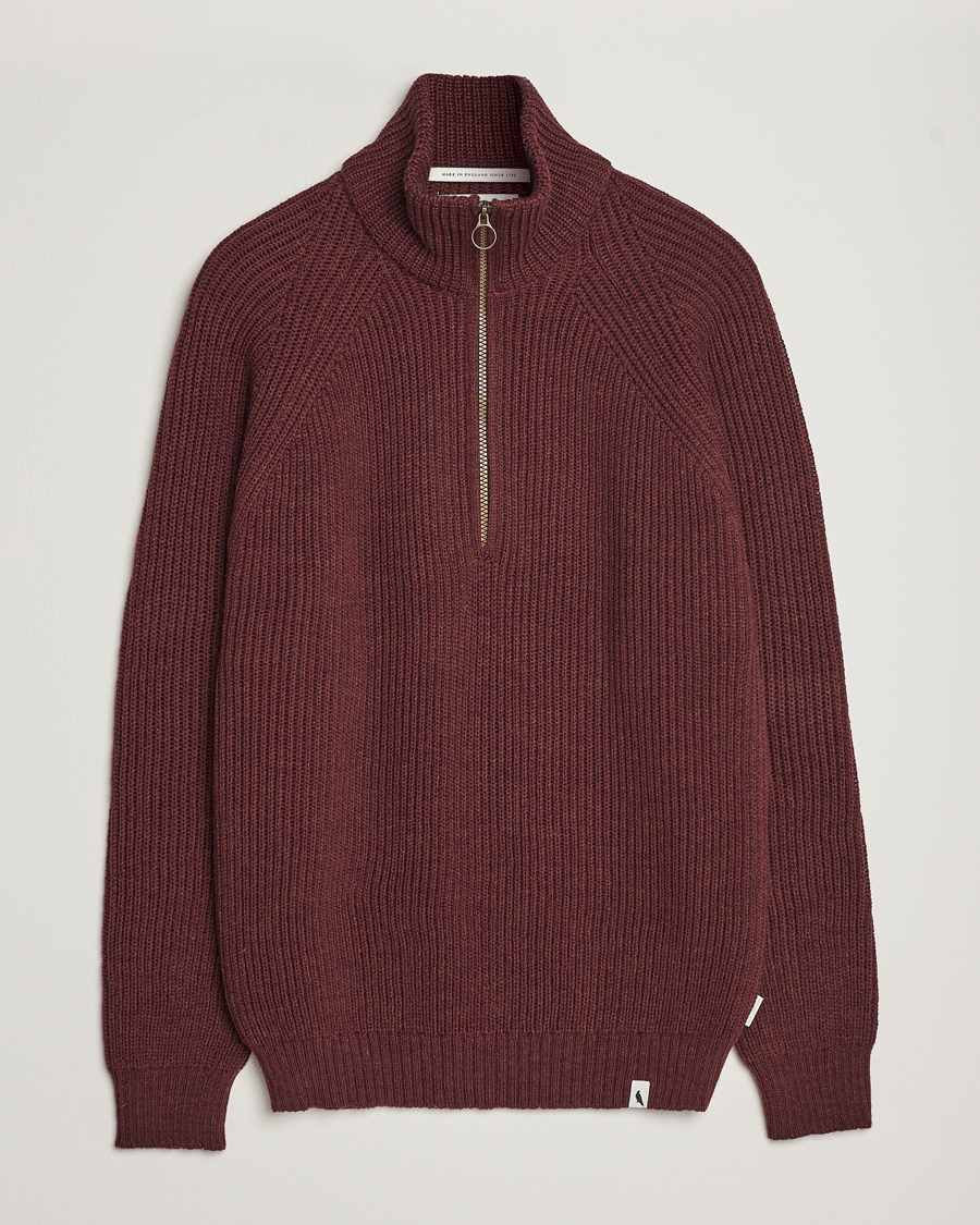 Herr | Tröjor | Peregrine | Ford Knitted Wool Half Zip Shiraz