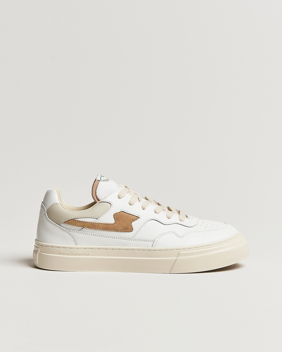 Herr | Stepney Workers Club Pearl S-Strike Leather Sneaker White/Earth | Stepney Workers Club | Pearl S-Strike Leather Sneaker White/Earth
