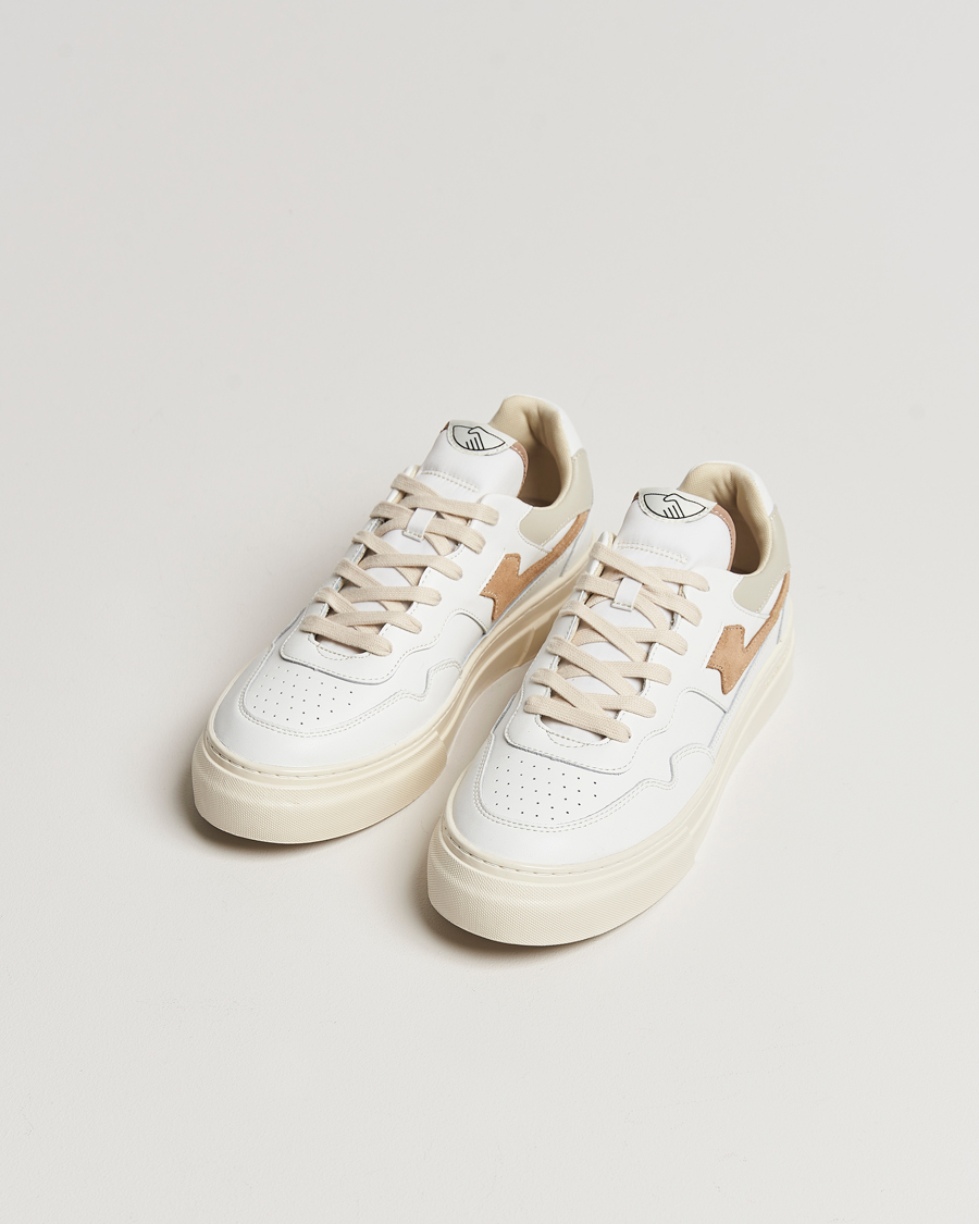 Herr | Stepney Workers Club Pearl S-Strike Leather Sneaker White/Earth | Stepney Workers Club | Pearl S-Strike Leather Sneaker White/Earth