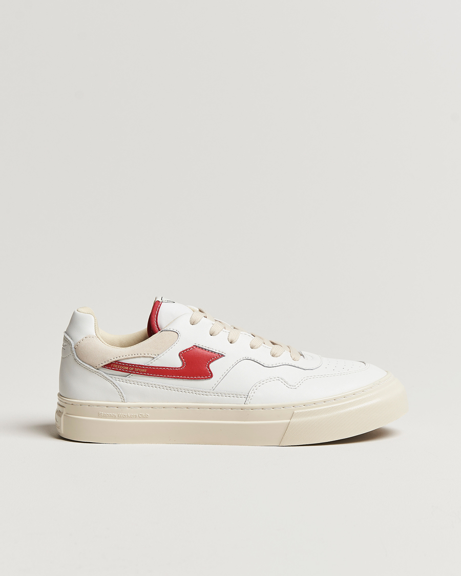 Herr | Stepney Workers Club Pearl S-Strike Leather Sneaker White/Red | Stepney Workers Club | Pearl S-Strike Leather Sneaker White/Red