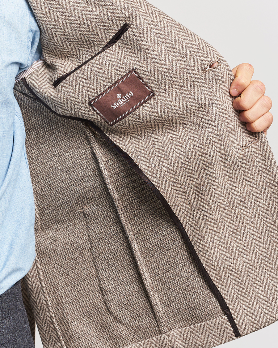 Herr | Kavajer | Morris Heritage | Mike Jersey Herringbone Blazer Khaki