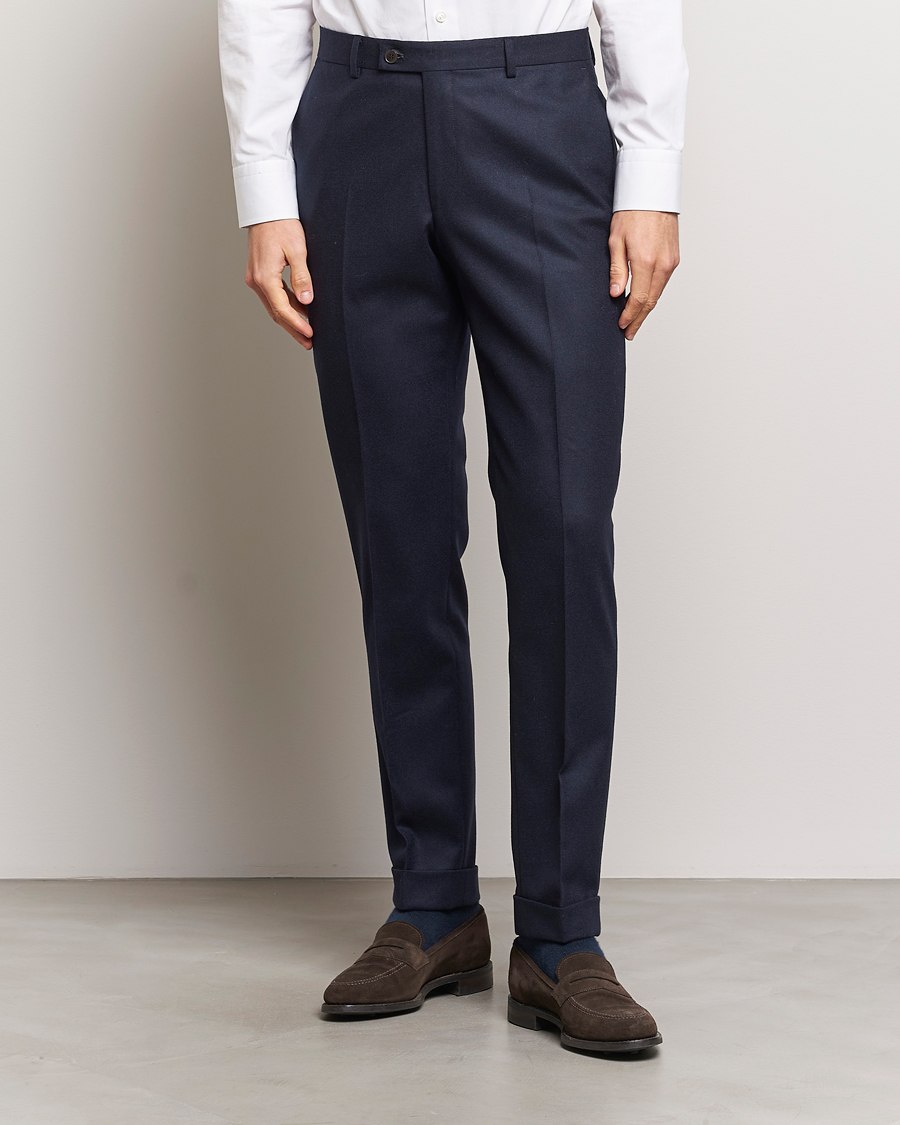 Herr | Byxor | Morris Heritage | Jack Flannel Trousers Navy