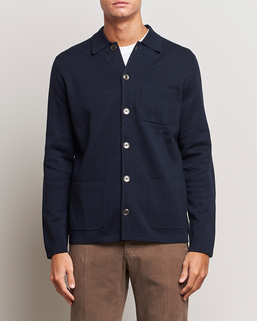 Herr | Tröjor | Morris Heritage | Dressed Wool Cardigan Navy