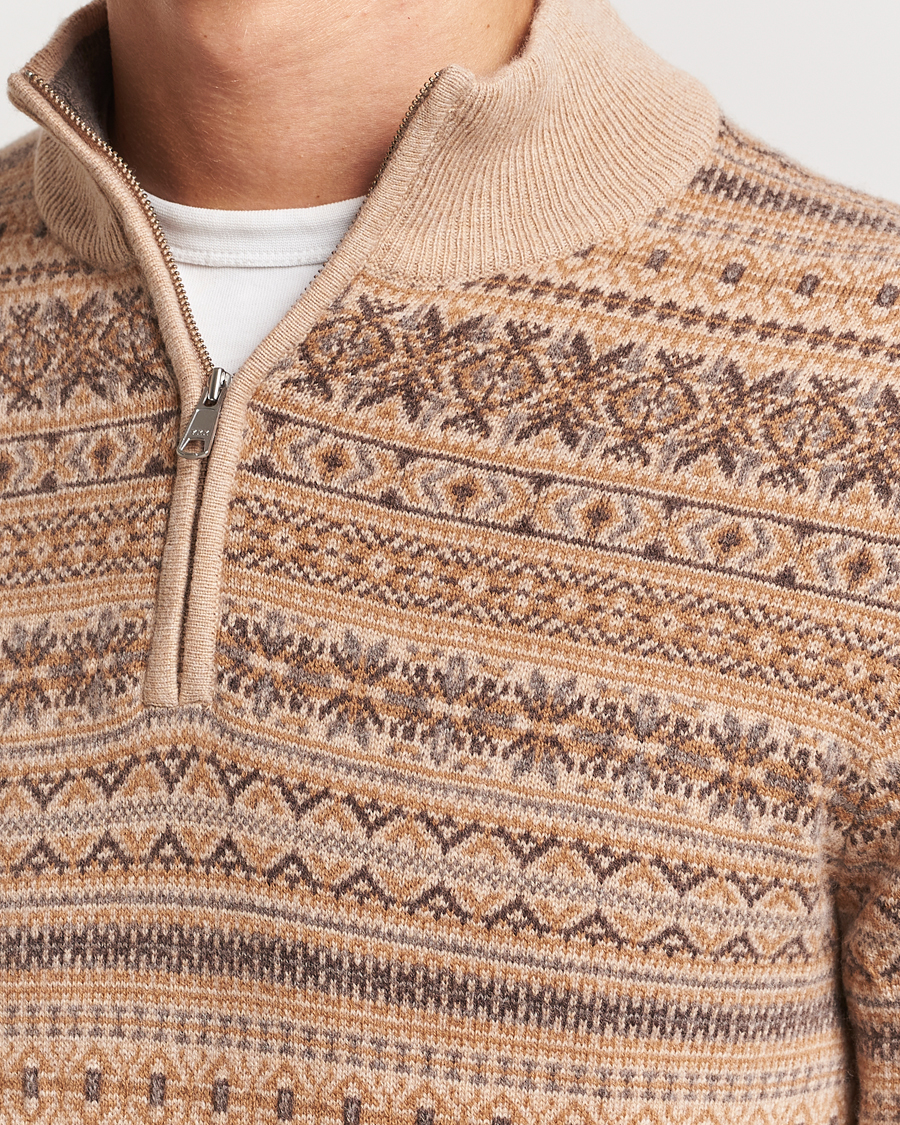 Herr | Tröjor | Morris Heritage | Freddie Wool/Cashmere Half Zip Camel