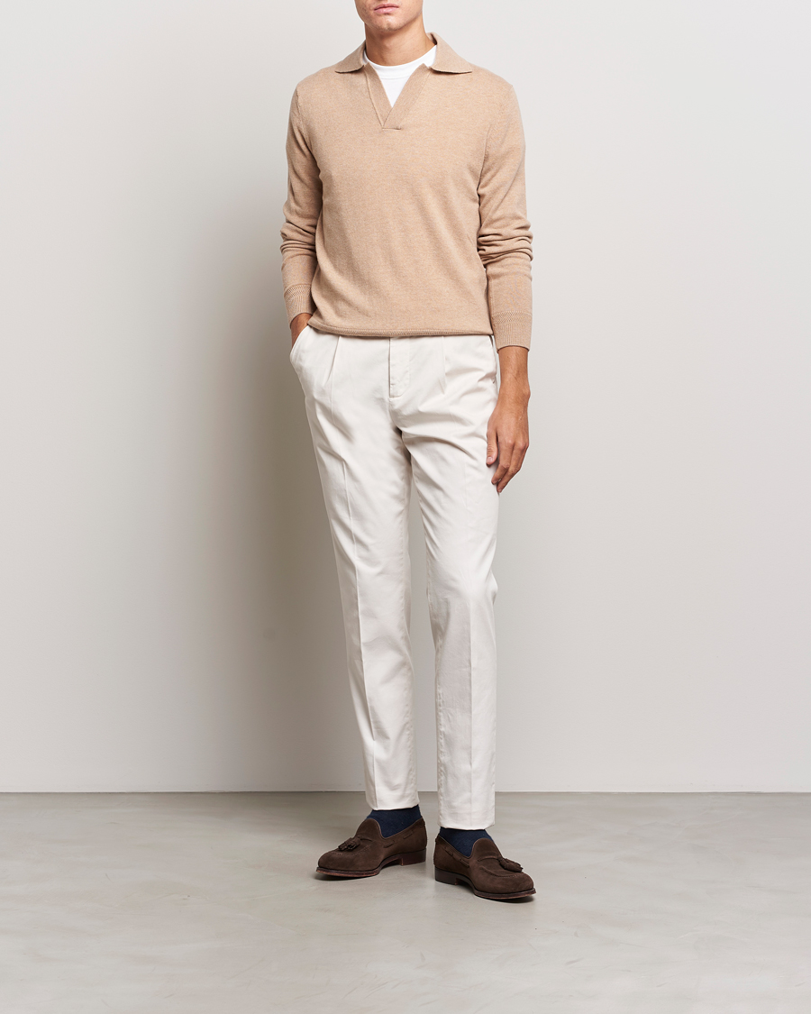 Herr | Tröjor | Morris Heritage | Dalton Wool/Cashmere Long Sleeve Polo Camel