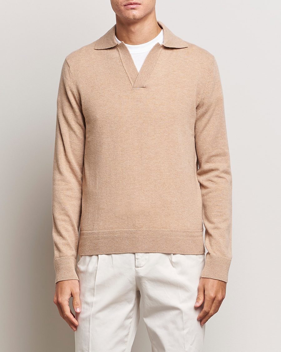 Herr | Tröjor | Morris Heritage | Dalton Wool/Cashmere Long Sleeve Polo Camel