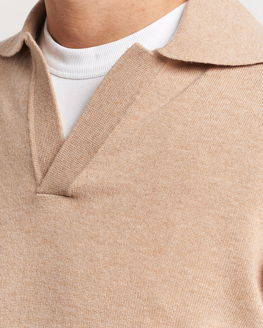 Herr | Tröjor | Morris Heritage | Dalton Wool/Cashmere Long Sleeve Polo Camel