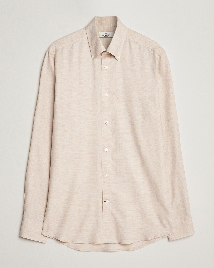 Herr | Skjortor | Morris Heritage | Herringbone Brushed Cotton Shirt Khaki