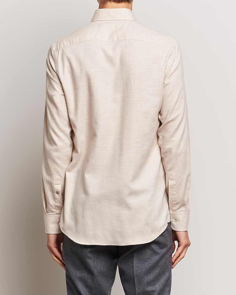 Herr | Skjortor | Morris Heritage | Herringbone Brushed Cotton Shirt Khaki