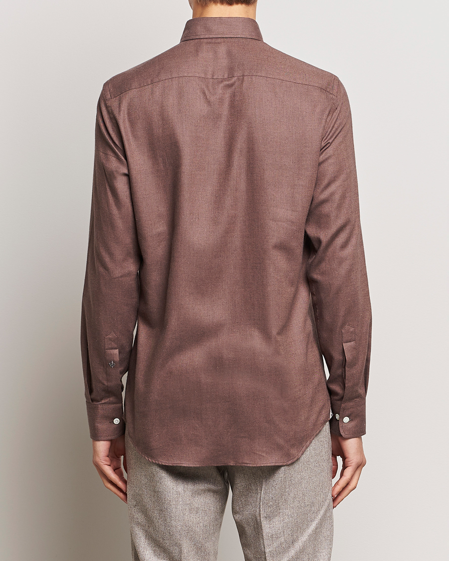 Herr | Skjortor | Morris Heritage | Herringbone Brushed Cotton Shirt Brown