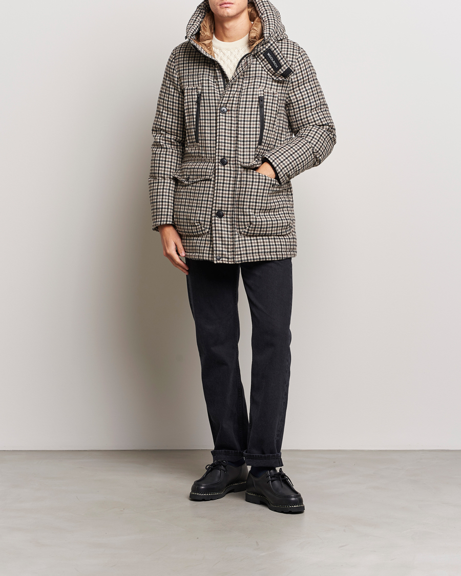 Herr | Jackor | Woolrich | Wool Arctic Parka Cream Check