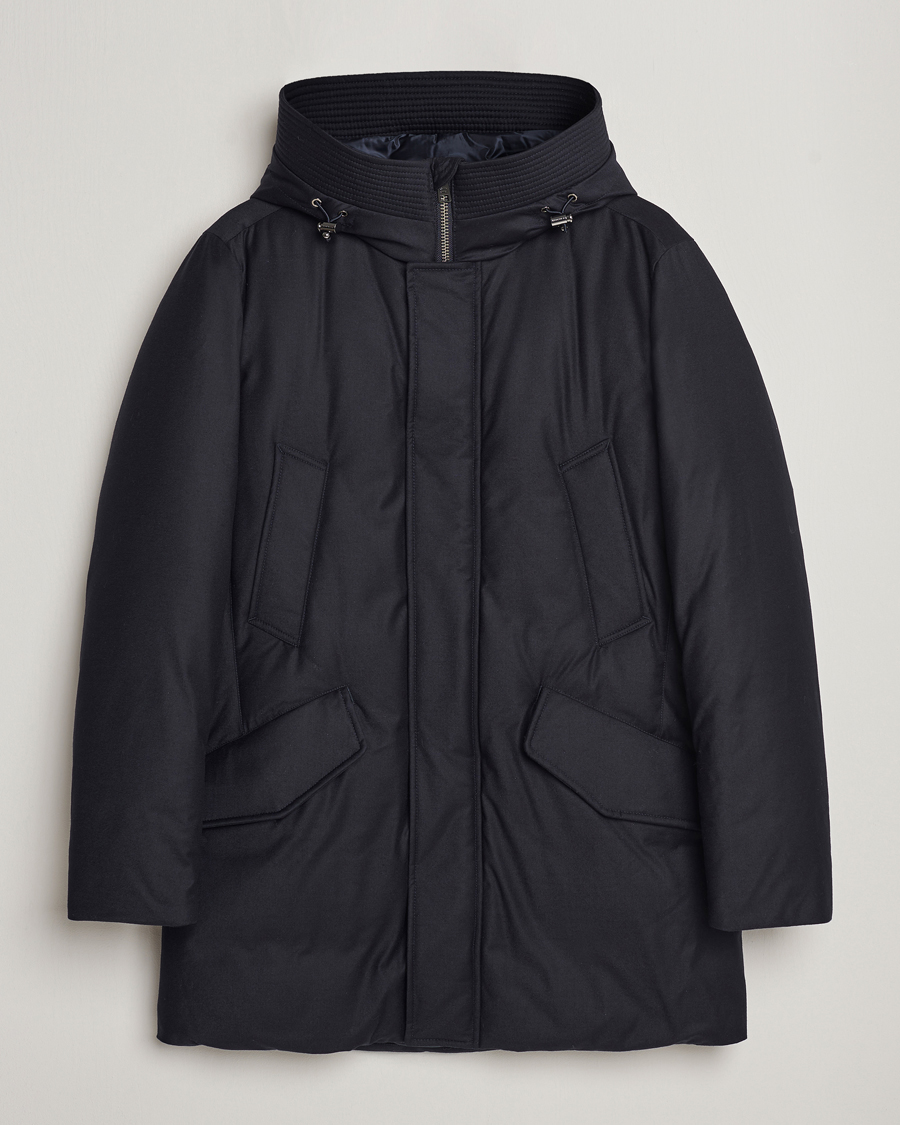 Herr | Jackor | Woolrich | Luxe Loro Piana Long Parka Melton Blue