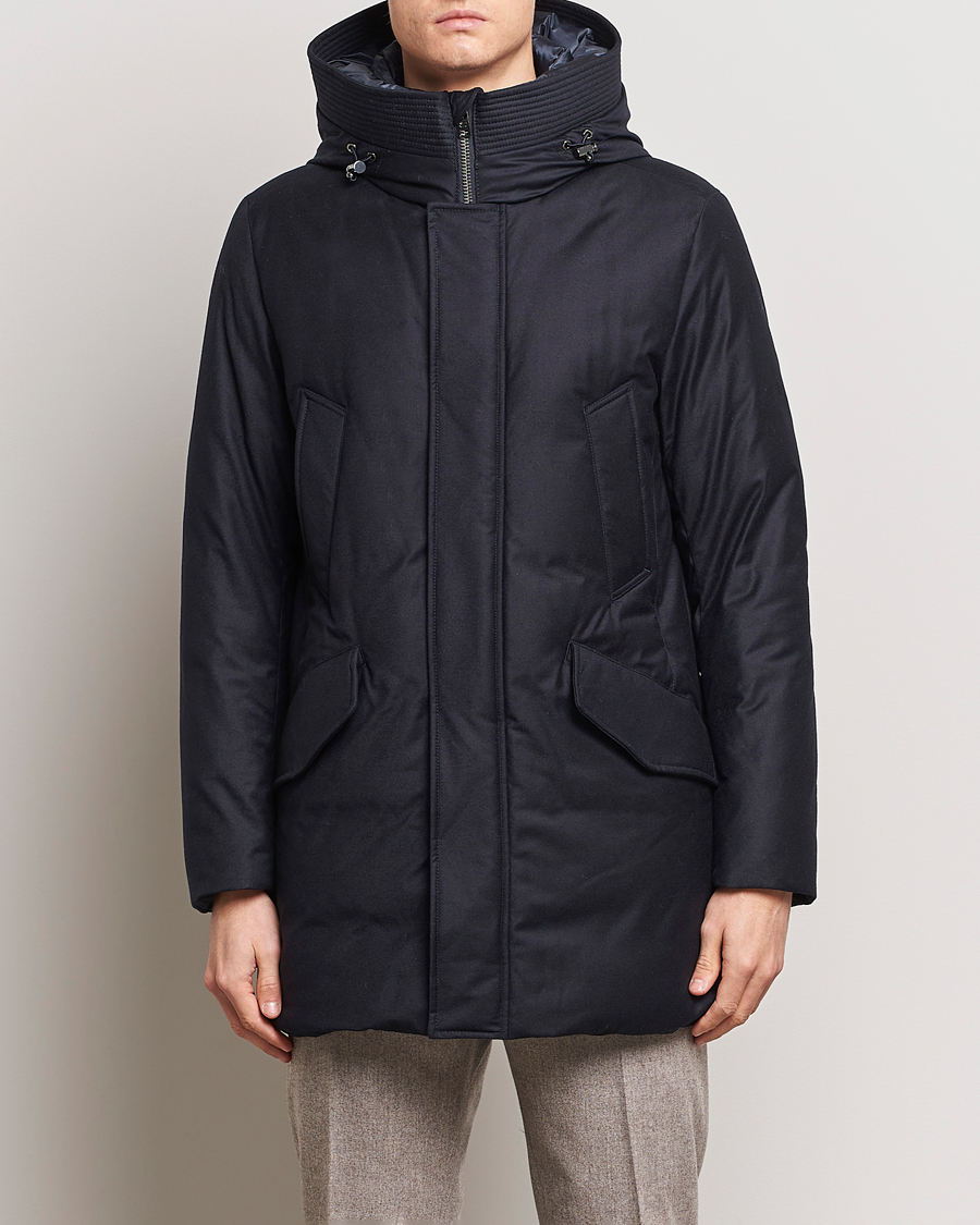 Herr | Jackor | Woolrich | Luxe Loro Piana Long Parka Melton Blue