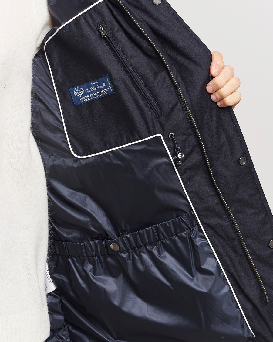 Herr | Jackor | Woolrich | Luxe Loro Piana Long Parka Melton Blue