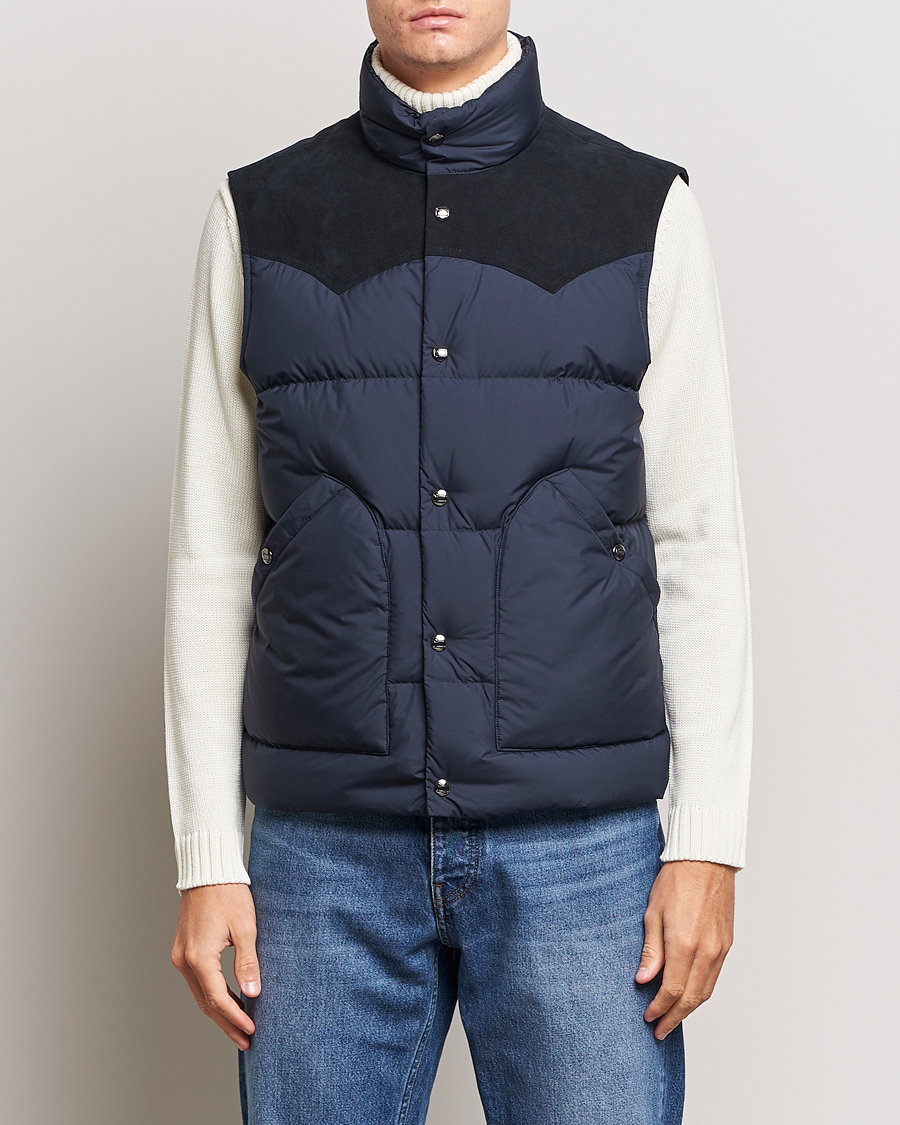 Herr | Jackor | Woolrich | Western Down Vest Melton Blue
