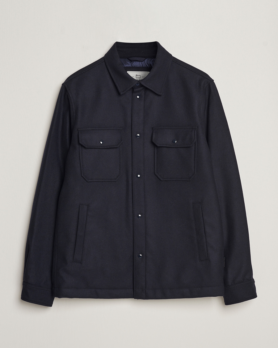 Herr | Jackor | Woolrich | Alaskan Melton Wool Overshirt Melton Blue