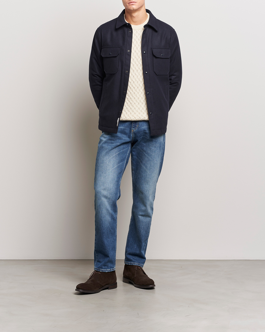 Herr | Jackor | Woolrich | Alaskan Melton Wool Overshirt Melton Blue
