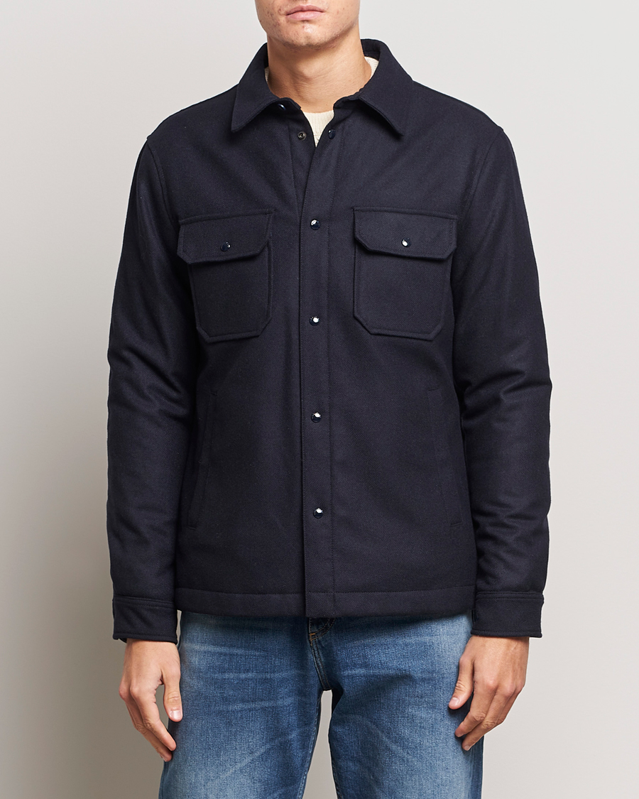 Herr | Jackor | Woolrich | Alaskan Melton Wool Overshirt Melton Blue