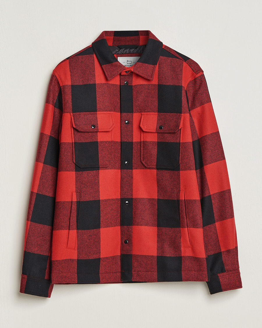 Herr | Jackor | Woolrich | Alaskan Melton Wool Overshirt Red Buffalo