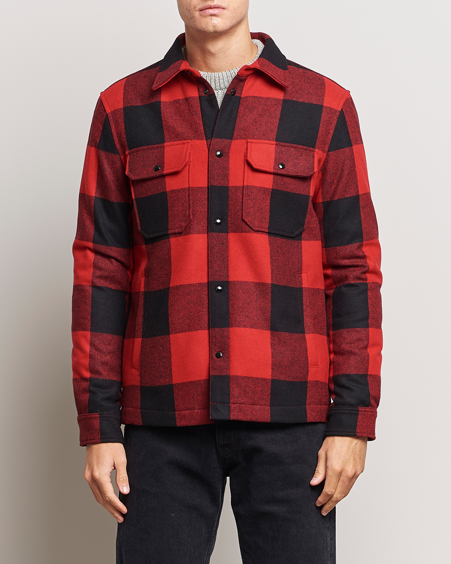 Herr | Jackor | Woolrich | Alaskan Melton Wool Overshirt Red Buffalo