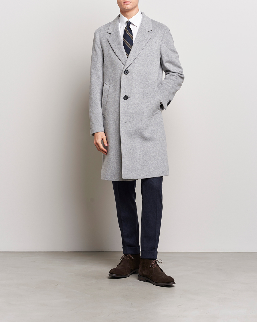 Herr | Jackor | Oscar Jacobson | Shaw Wool/Cashmere Coat Light Grey