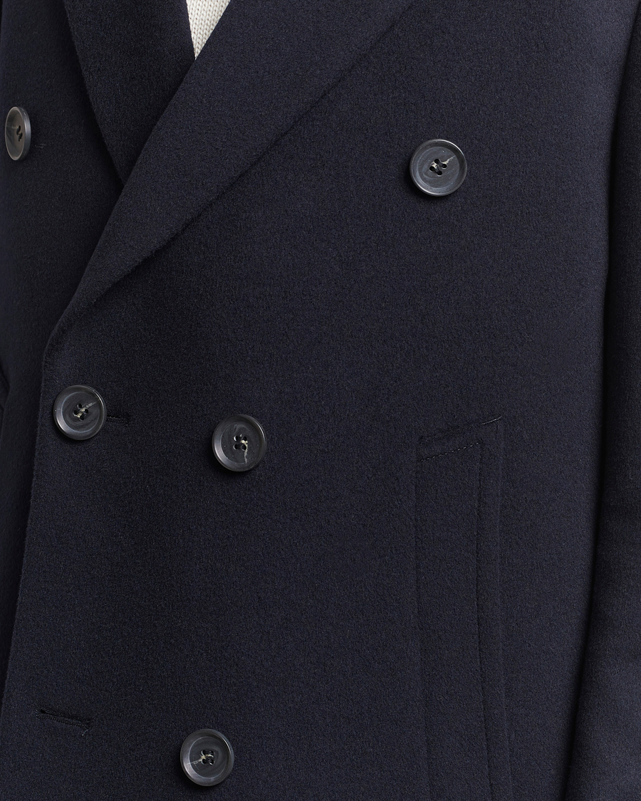 Herr | Jackor | Oscar Jacobson | Slater Wool/Cashmere Double Breasted Coat Navy
