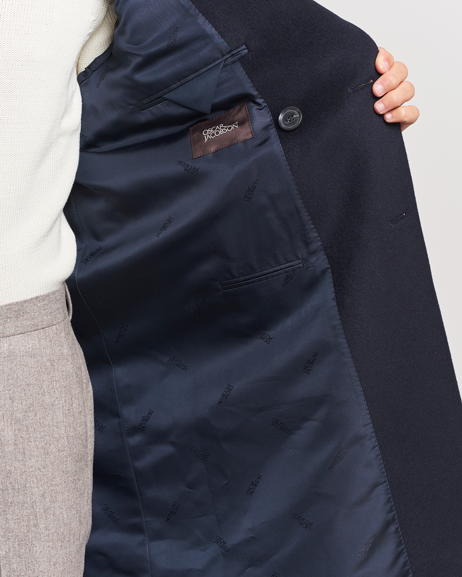 Herr | Jackor | Oscar Jacobson | Slater Wool/Cashmere Double Breasted Coat Navy