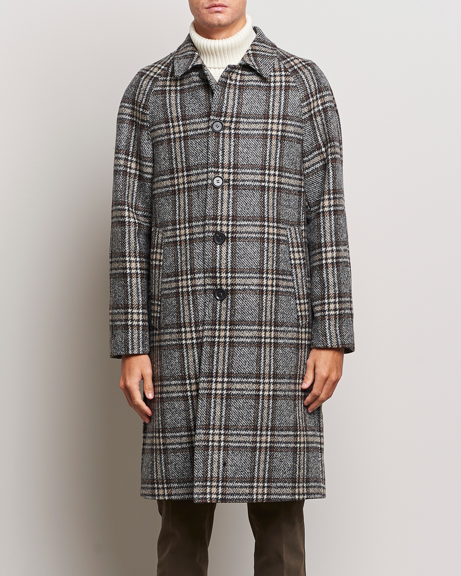 Herr | Jackor | Oscar Jacobson | Sala Checked Raglan Wool Coat Brown
