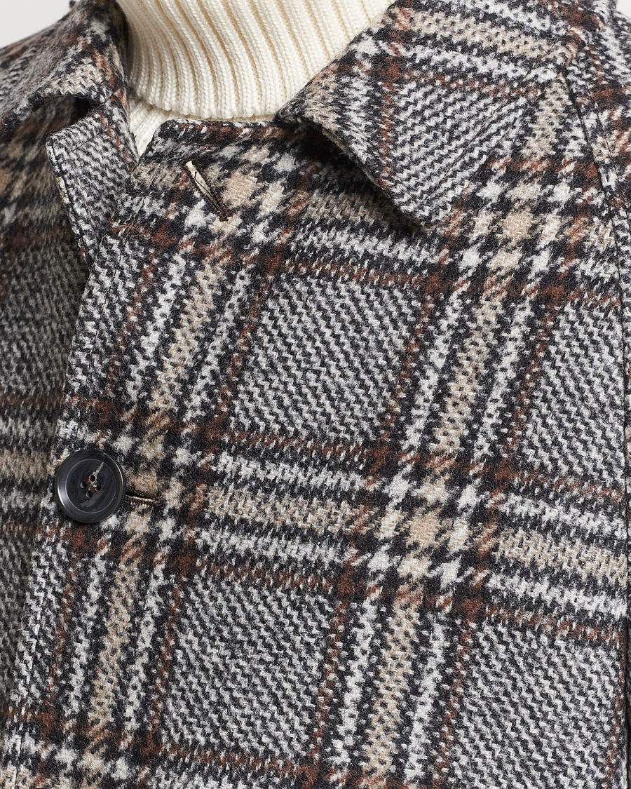 Herr | Jackor | Oscar Jacobson | Sala Checked Raglan Wool Coat Brown