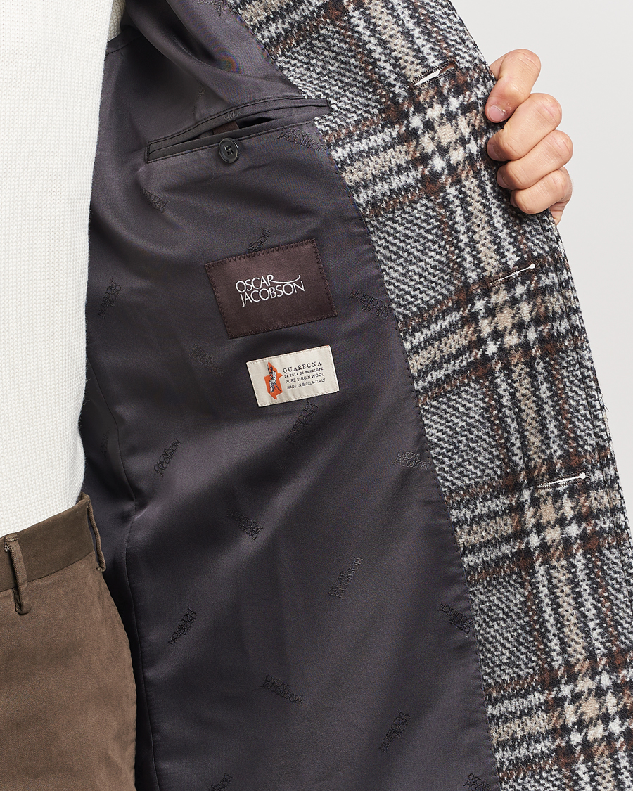 Herr | Jackor | Oscar Jacobson | Sala Checked Raglan Wool Coat Brown